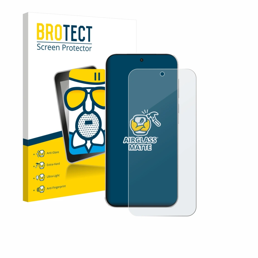 Vorderseite einer Produktverpackung mit dem Markenlogo BROTECT. Daneben ist das Gerät OnePlus Turbo 6V mit dem zugehörigen Dis