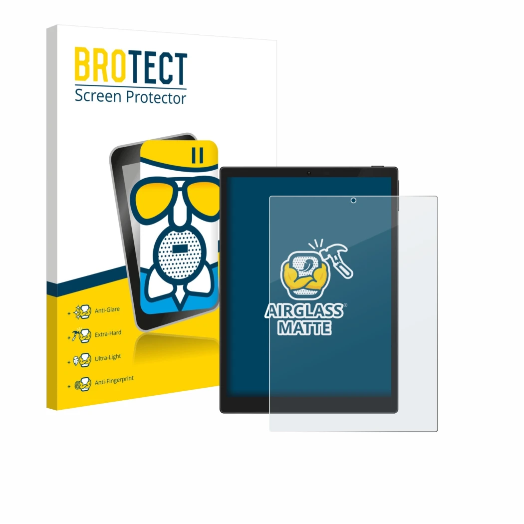 Vorderseite einer Produktverpackung mit dem Markenlogo BROTECT. Daneben ist das Gerät Hannspree Lumo 7.8 mit dem zugehörigen D