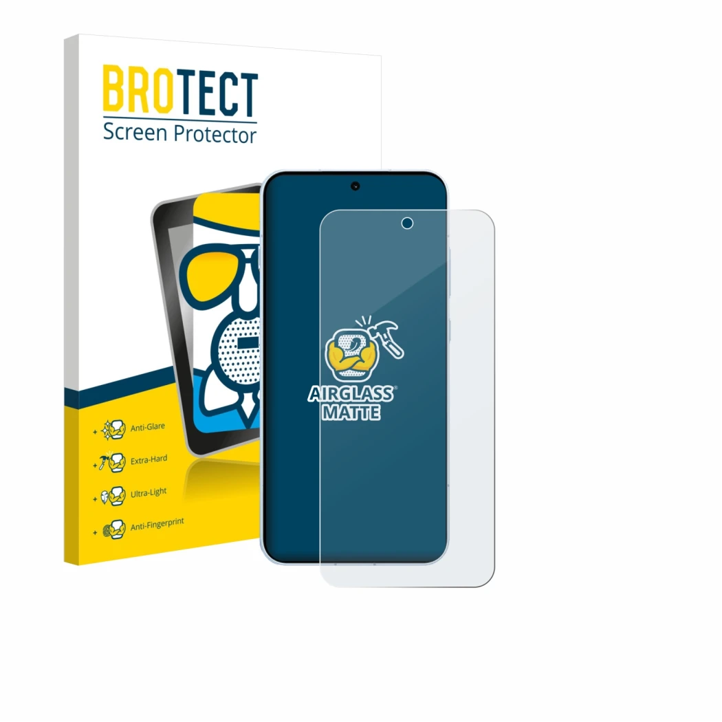 Vorderseite einer Produktverpackung mit dem Markenlogo BROTECT. Daneben ist das Gerät Oppo Find X8s mit dem zugehörigen Displa