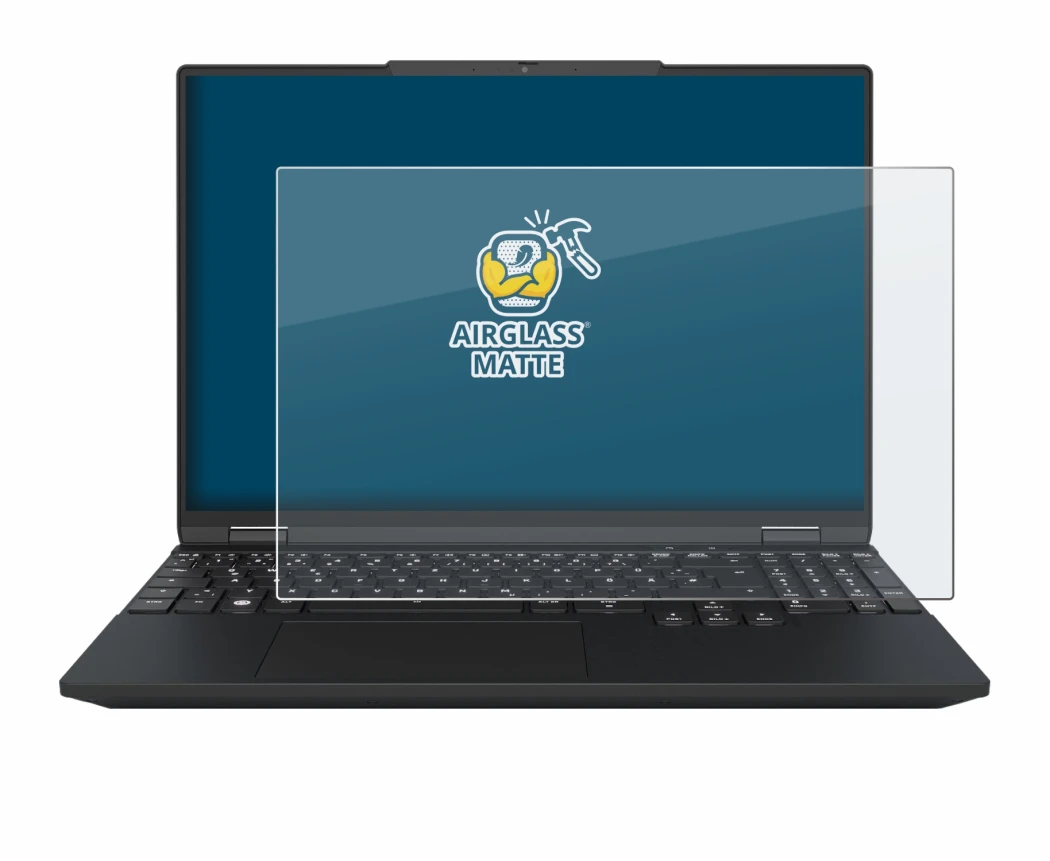 Abbildung des Geräts Tuxedo InfinityBook Max 15 Gen 10 mit einer Vielzahl des Displayschutzes.