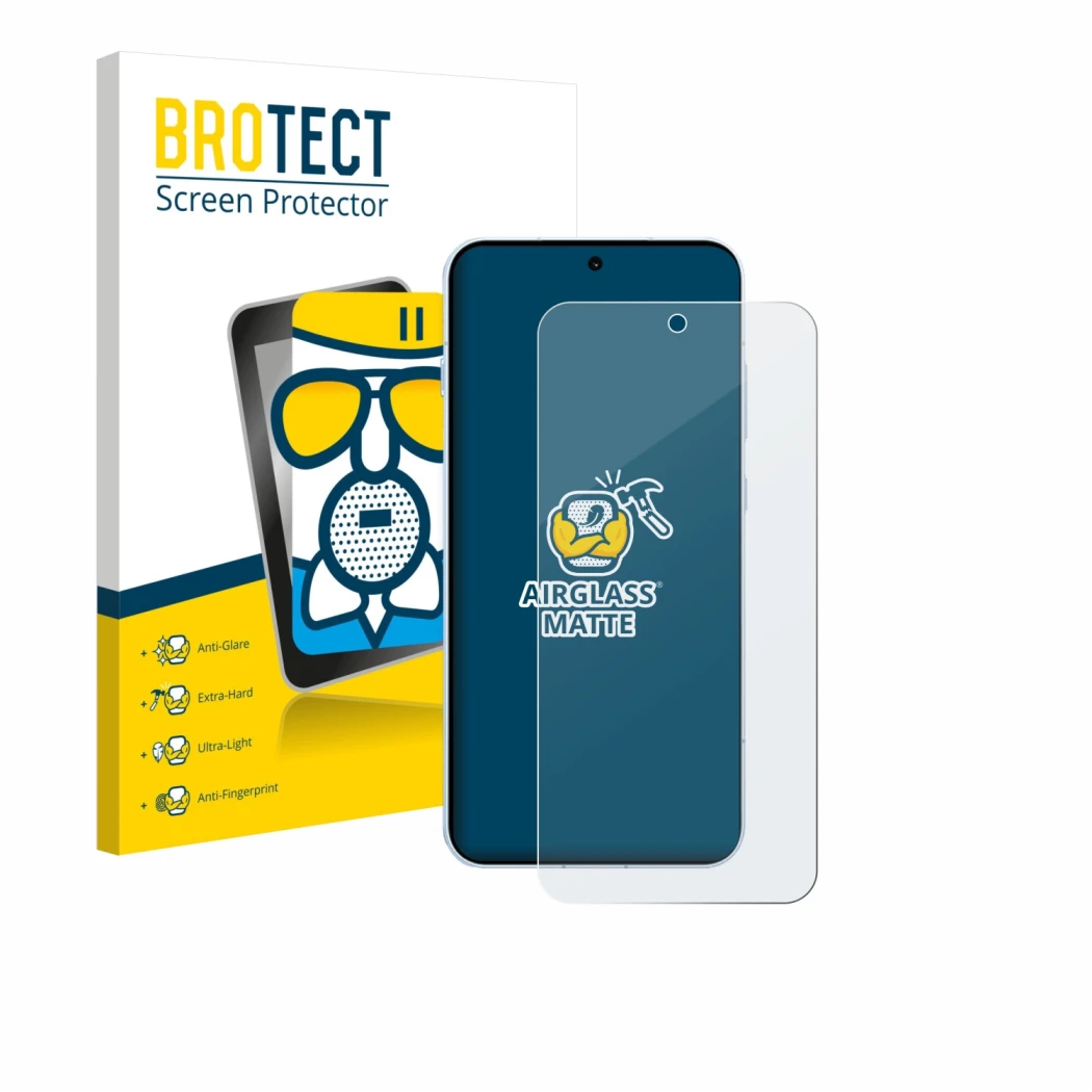 Vorderseite einer Produktverpackung mit dem Markenlogo BROTECT. Daneben ist das Gerät Oppo Find X8s 4G mit dem zugehörigen Dis