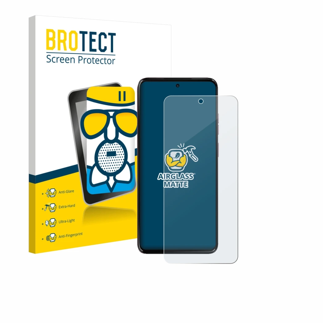 Vorderseite einer Produktverpackung mit dem Markenlogo BROTECT. Daneben ist das Gerät Motorola Moto G17 Power mit dem zugehöri