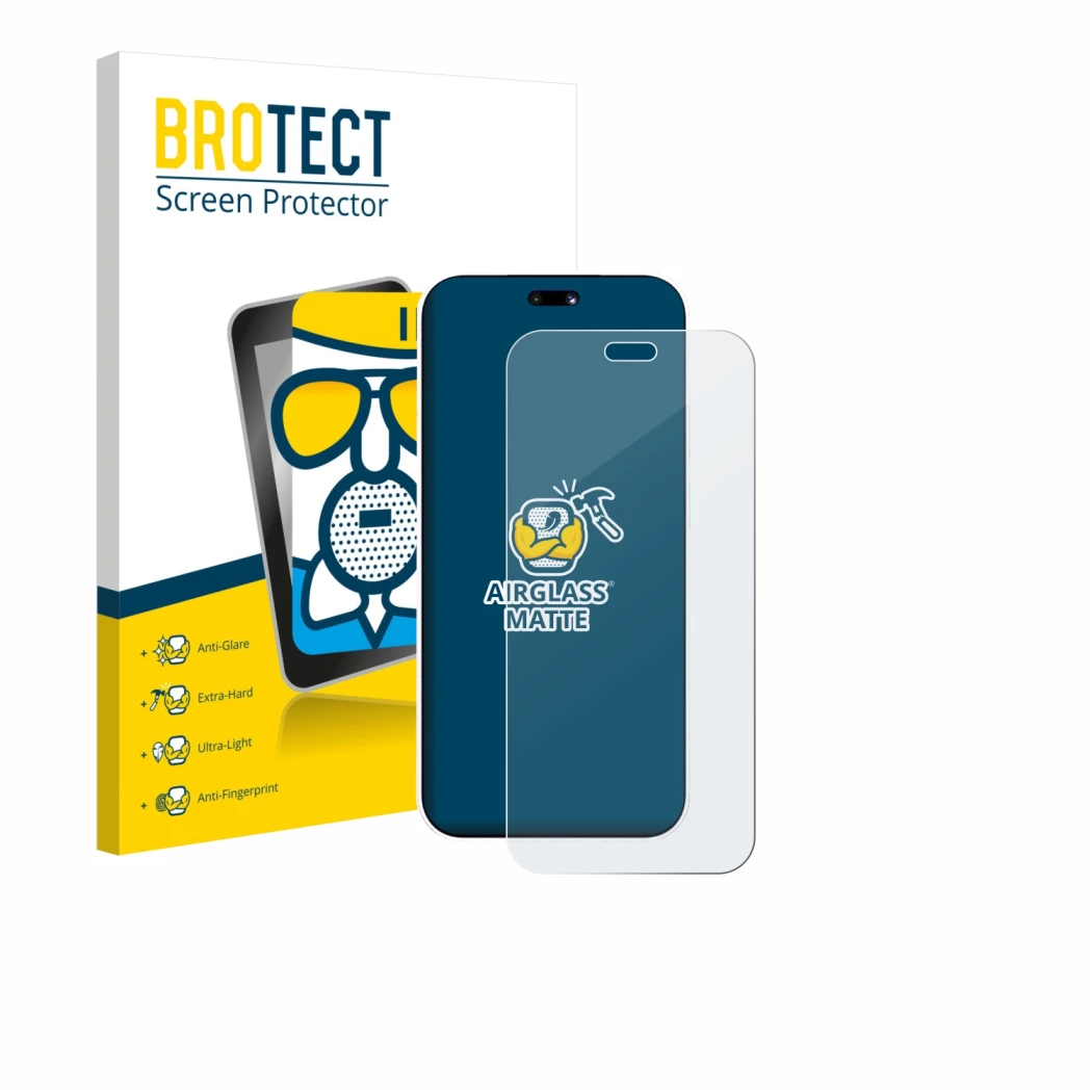 Vorderseite einer Produktverpackung mit dem Markenlogo BROTECT. Daneben ist das Gerät Huawei Nova 15 Pro mit dem zugehörigen D