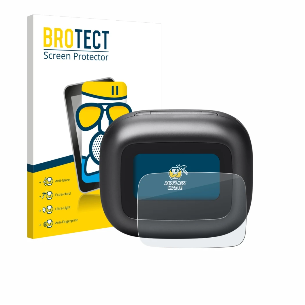 Vorderseite einer Produktverpackung mit dem Markenlogo BROTECT. Daneben ist das Gerät JBL Live Beam 3 mit dem zugehörigen Disp