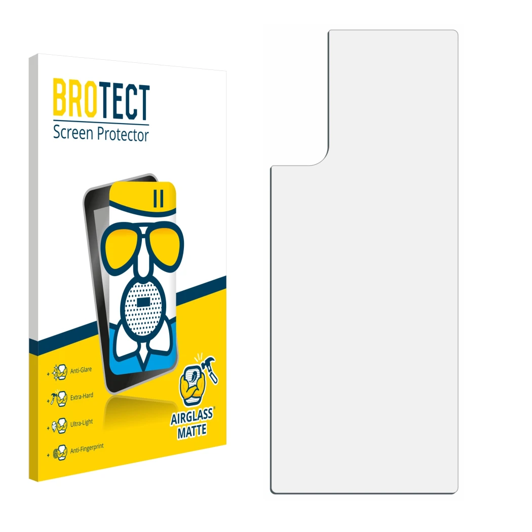 Vorderseite einer Produktverpackung mit dem Markenlogo BROTECT. Daneben ist der zugehörige Displayschutz.