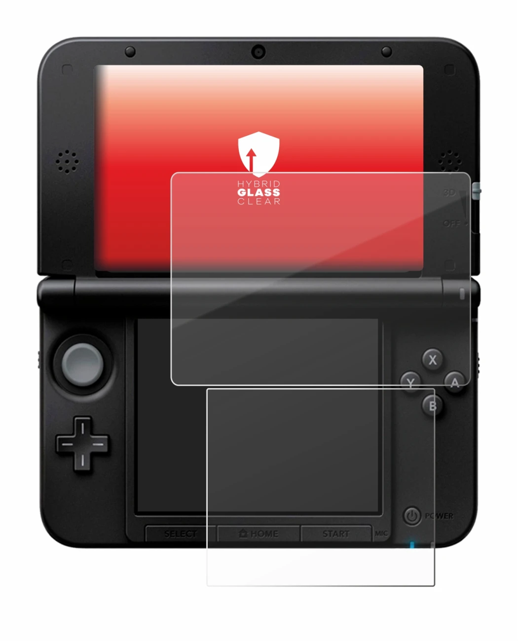 Abbildung des Geräts Nintendo 3DS XL SPM7800 mit einer Vielzahl des Displayschutzes.