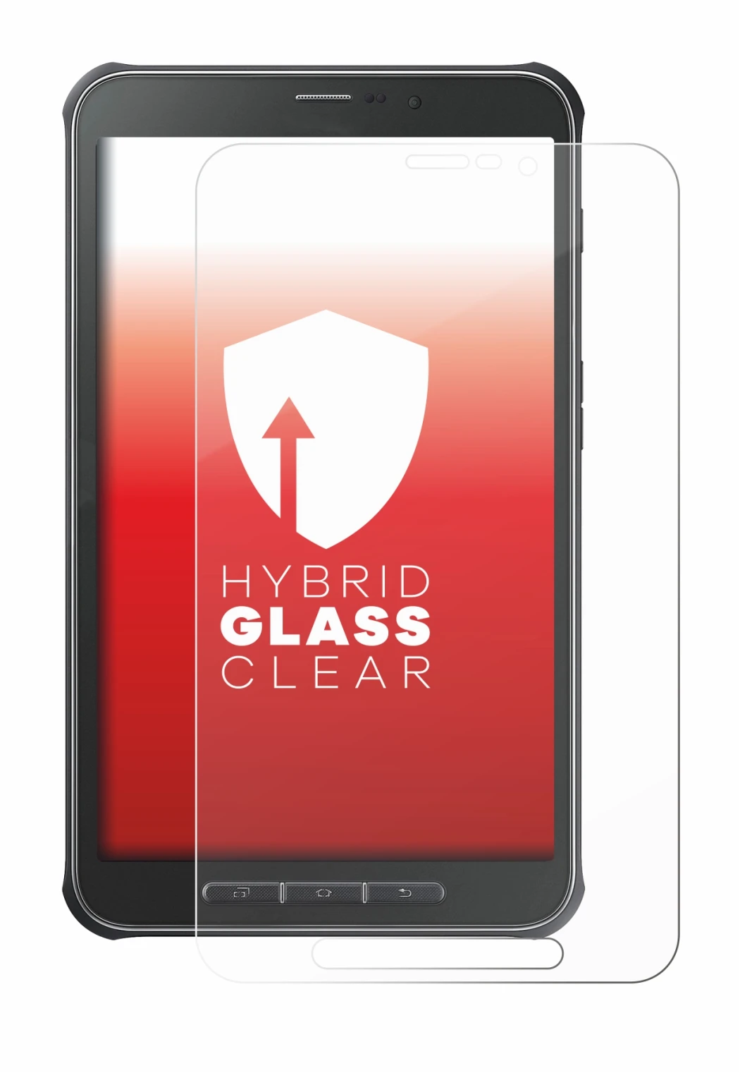 Abbildung des Geräts Samsung Galaxy Tab Active SM-T365 mit einer Vielzahl des Displayschutzes.