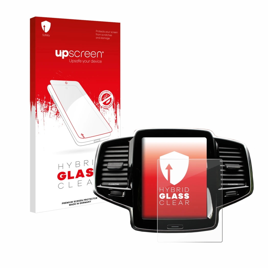 Vorderseite einer Produktverpackung mit dem Markenlogo upscreen. Daneben ist das Gerät Volvo XC90 Senus 2015-2017 mit dem zuge