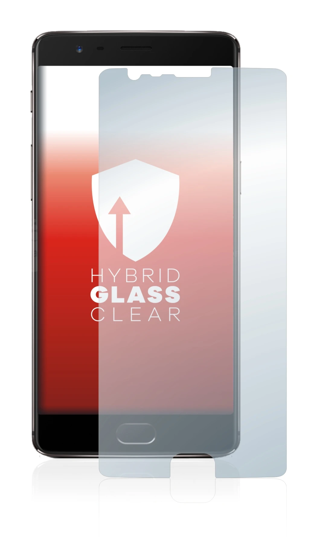 Abbildung des Geräts OnePlus 3T mit einer Vielzahl des Displayschutzes.