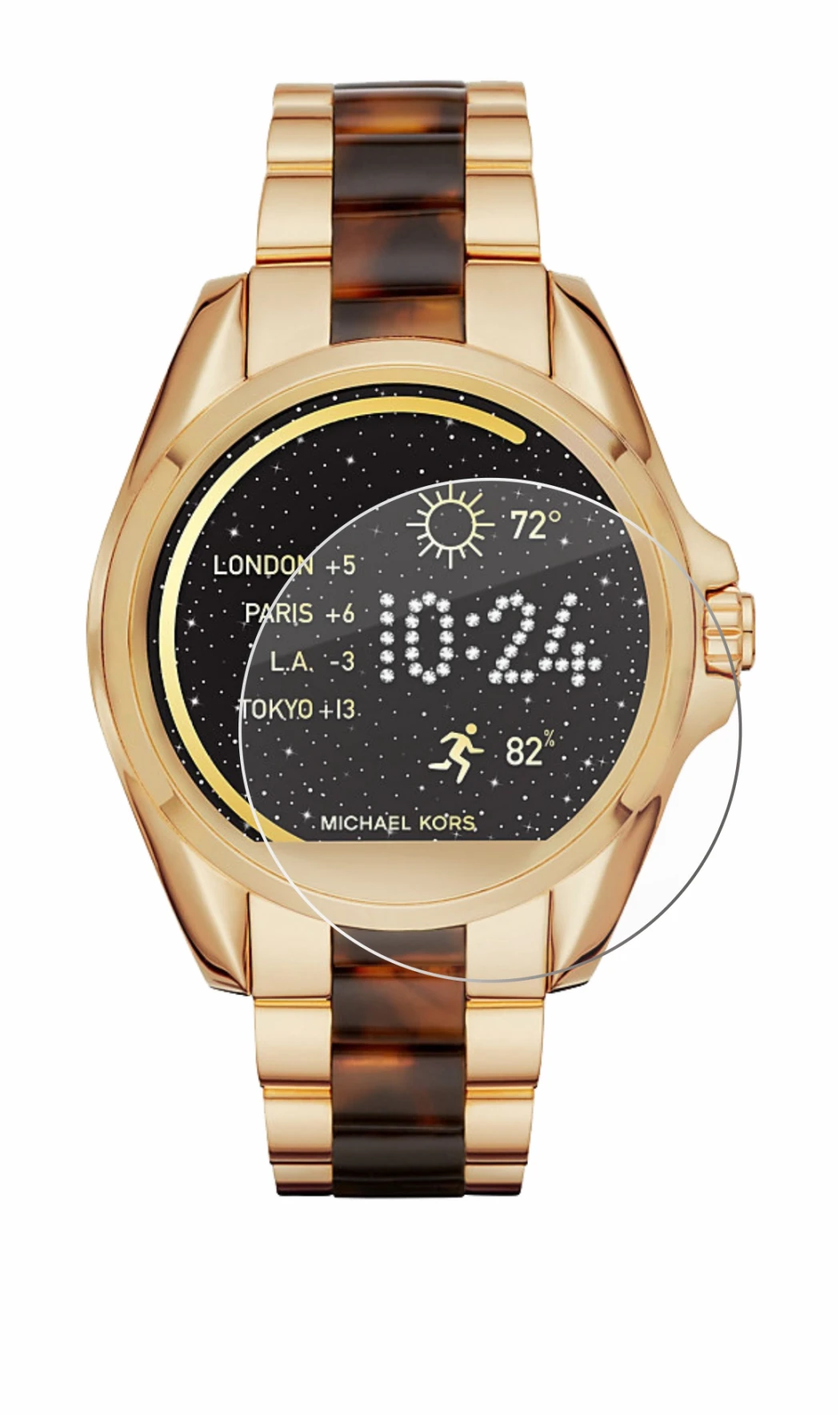 Abbildung des Geräts Michael Kors Access Bradshaw mit einer Vielzahl des Displayschutzes.