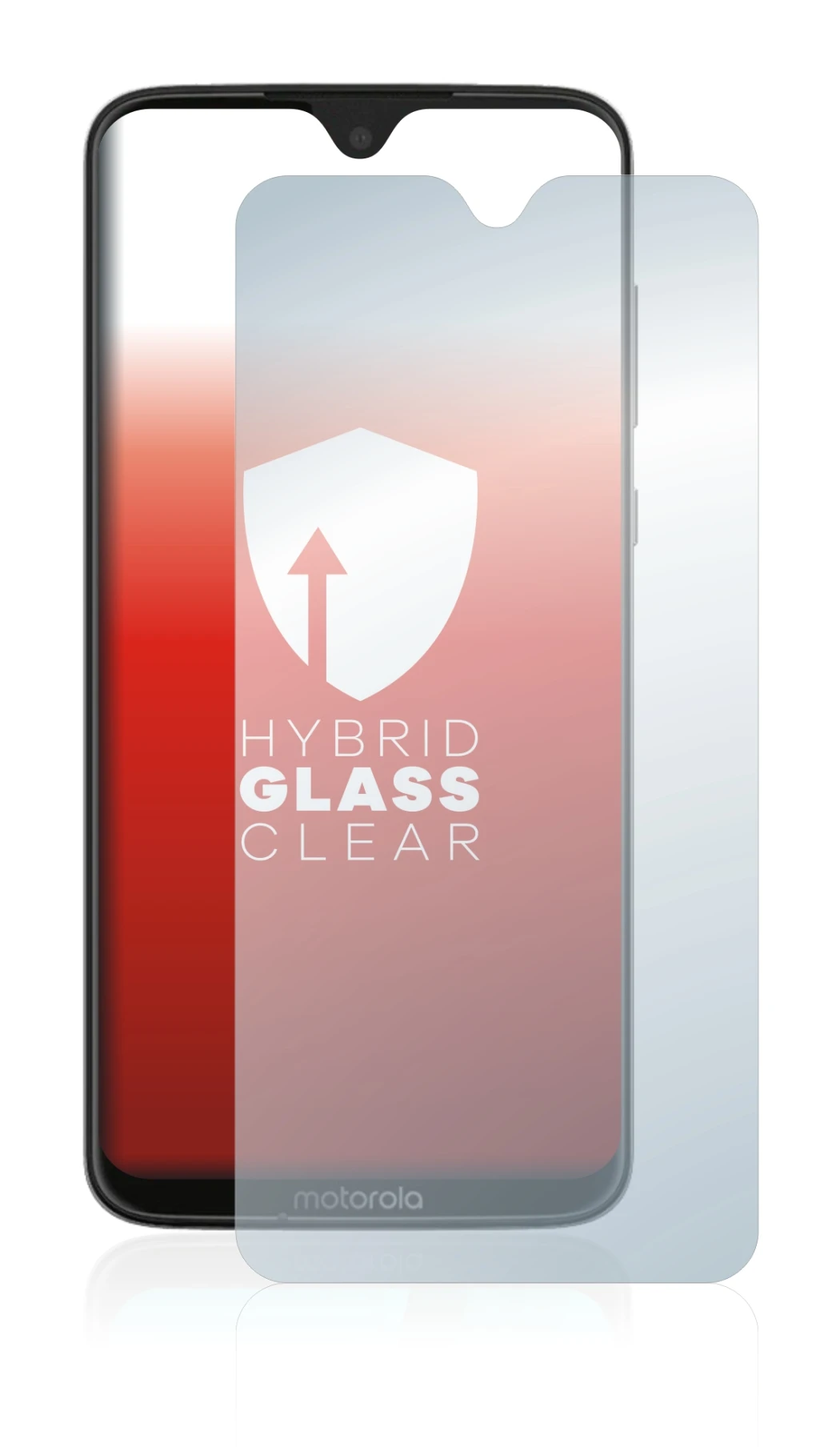 Abbildung des Geräts Motorola Moto G7 Plus mit einer Vielzahl des Displayschutzes.