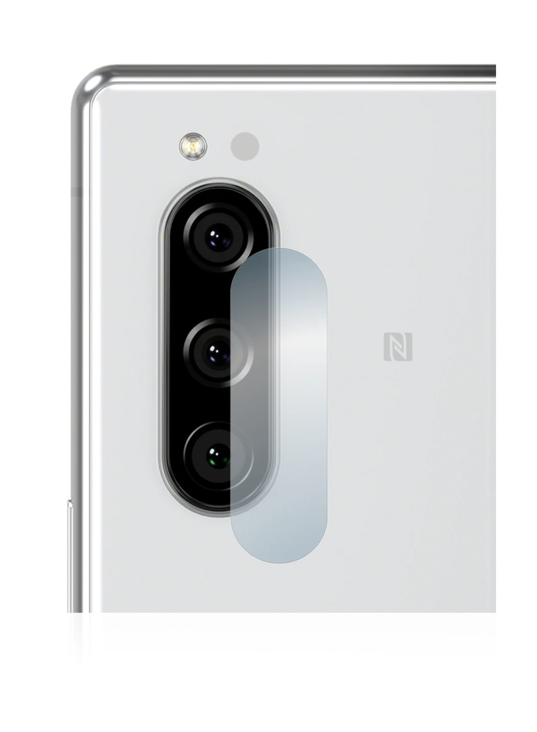 Abbildung des Geräts Sony Xperia 5 (NUR Kameraschutz) mit einer Vielzahl des Displayschutzes.