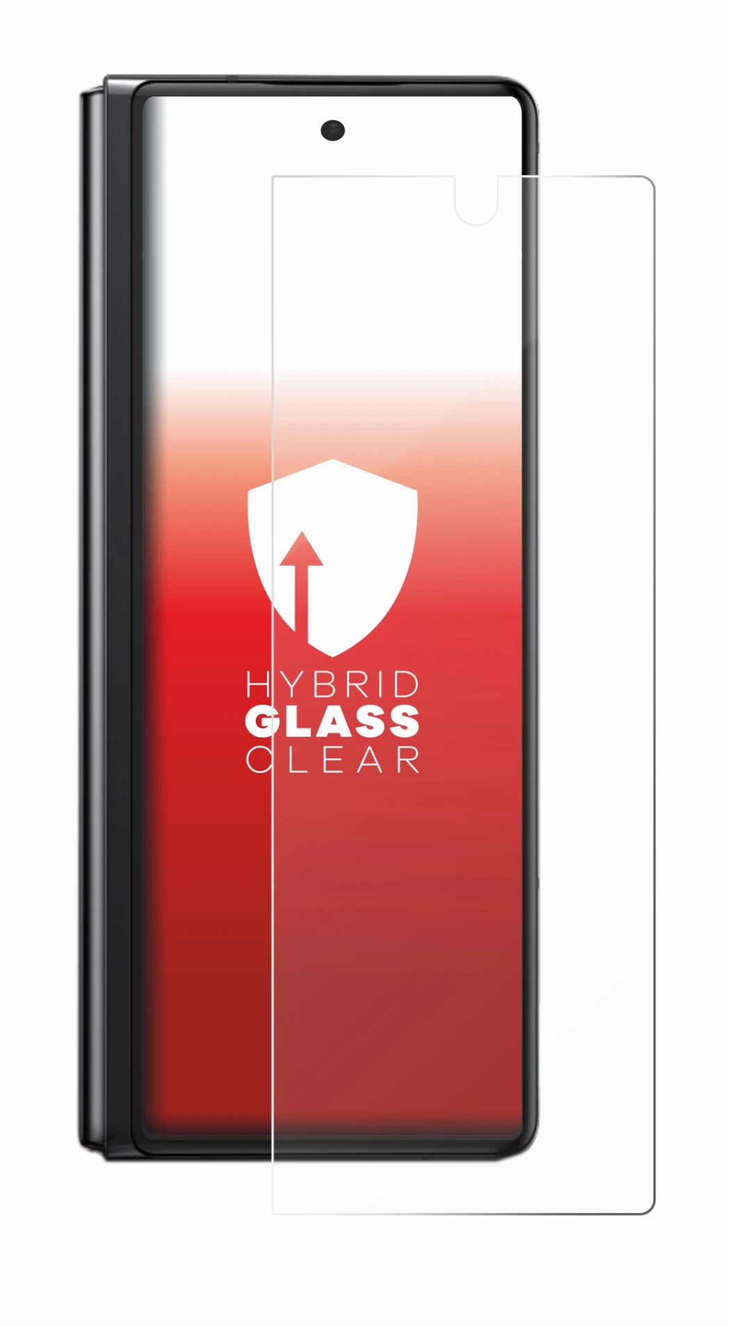 Abbildung des Geräts Samsung Galaxy Z Fold 2 5G mit einer Vielzahl des Displayschutzes.