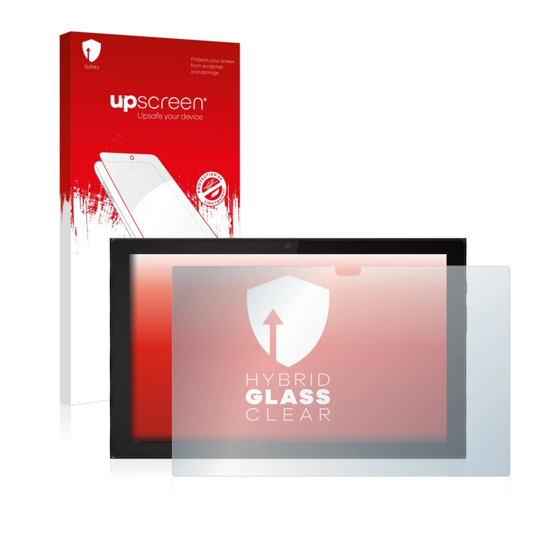 Vorderseite einer Produktverpackung mit dem Markenlogo upscreen. Daneben ist das Gerät Lenovo IdeaPad Duet 3i (im Querformat) 