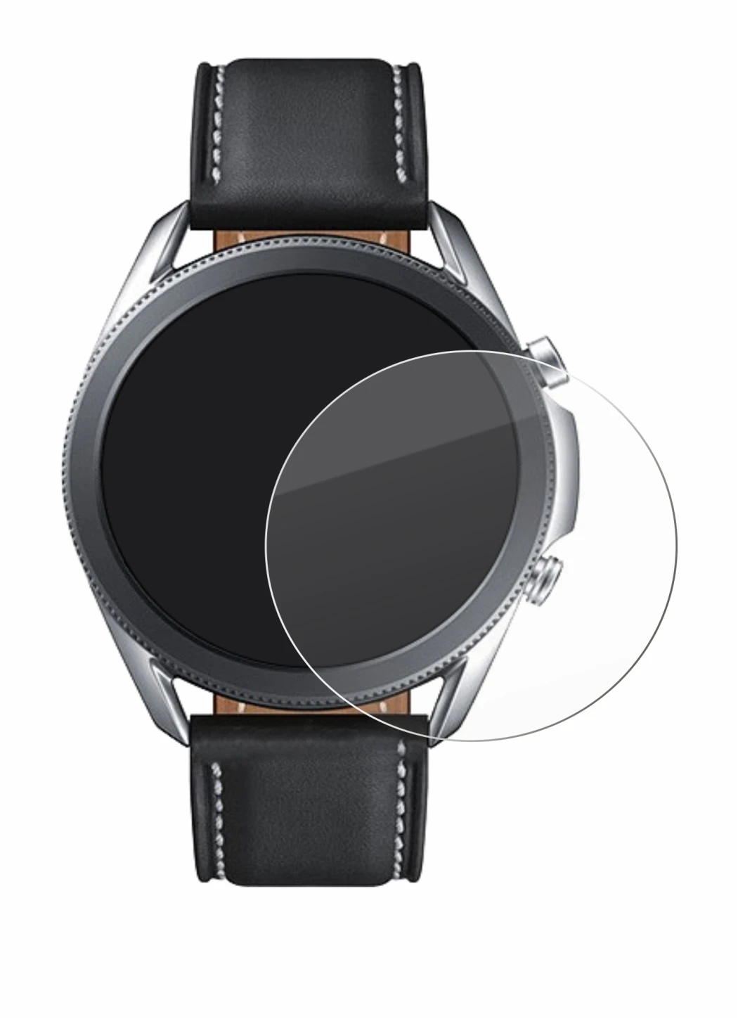 Abbildung des Geräts Samsung Galaxy Watch 3 (45mm) mit einer Vielzahl des Displayschutzes.