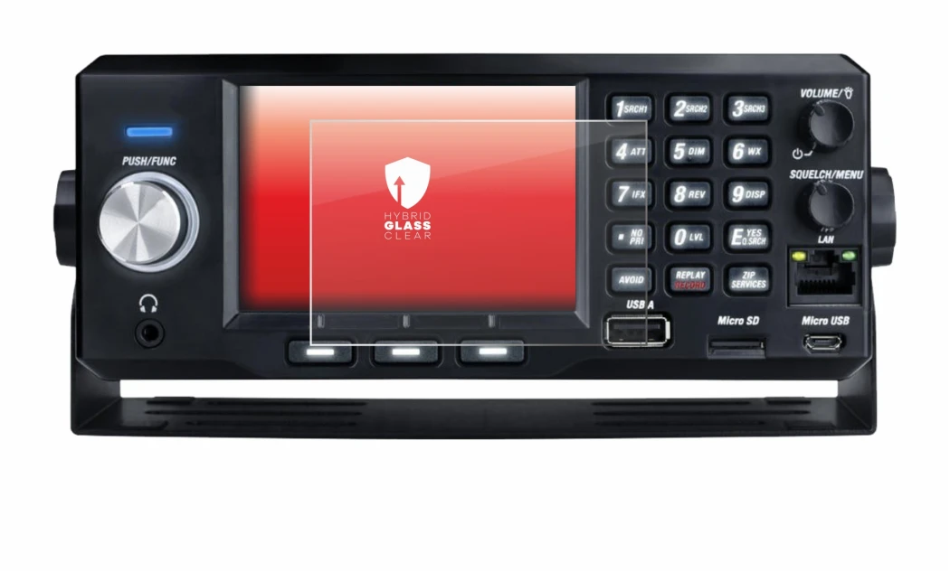 Abbildung des Geräts Uniden SDS200E mit einer Vielzahl des Displayschutzes.