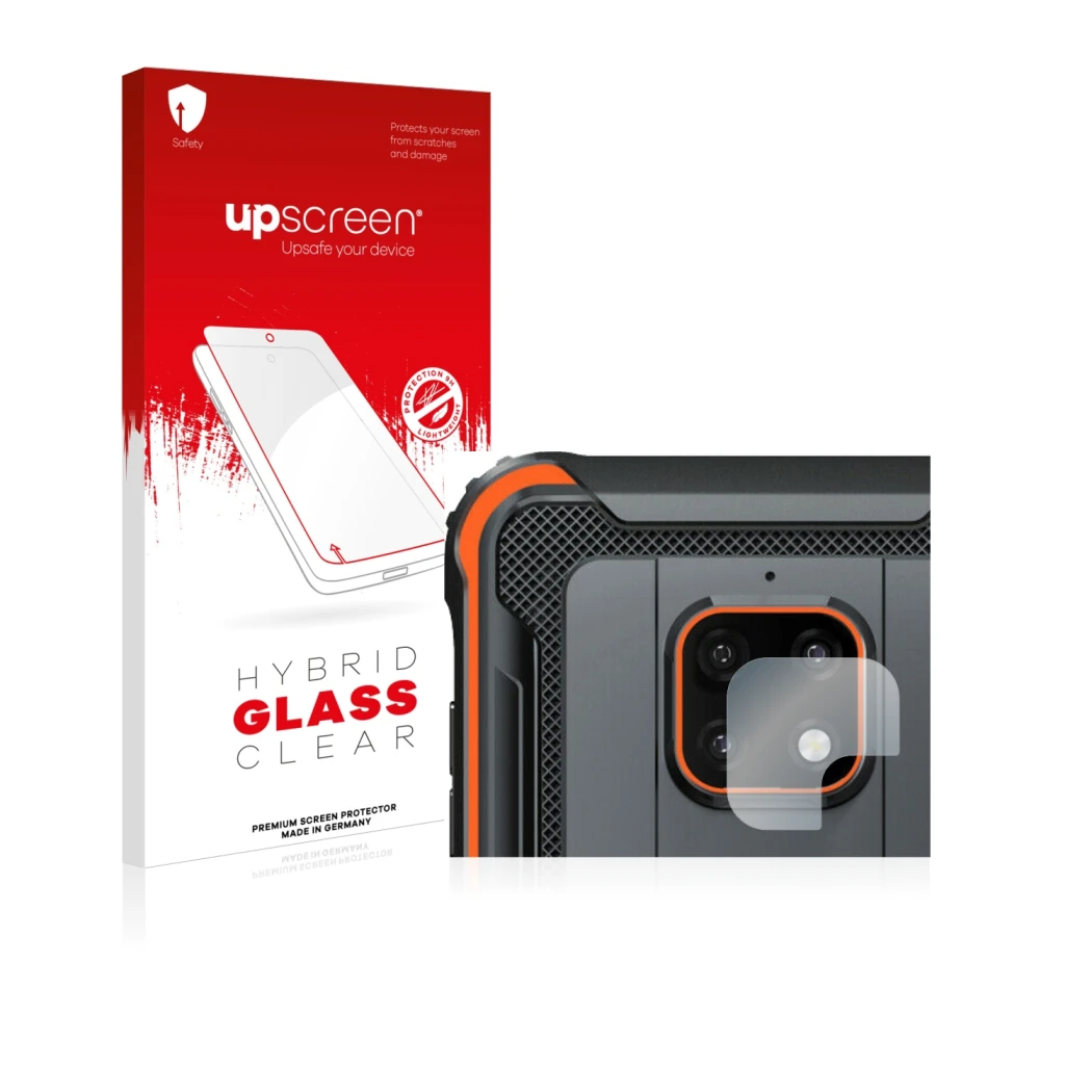 Vorderseite einer Produktverpackung mit dem Markenlogo upscreen. Daneben ist das Gerät Blackview BV4900 Pro (NUR Kameraschutz)