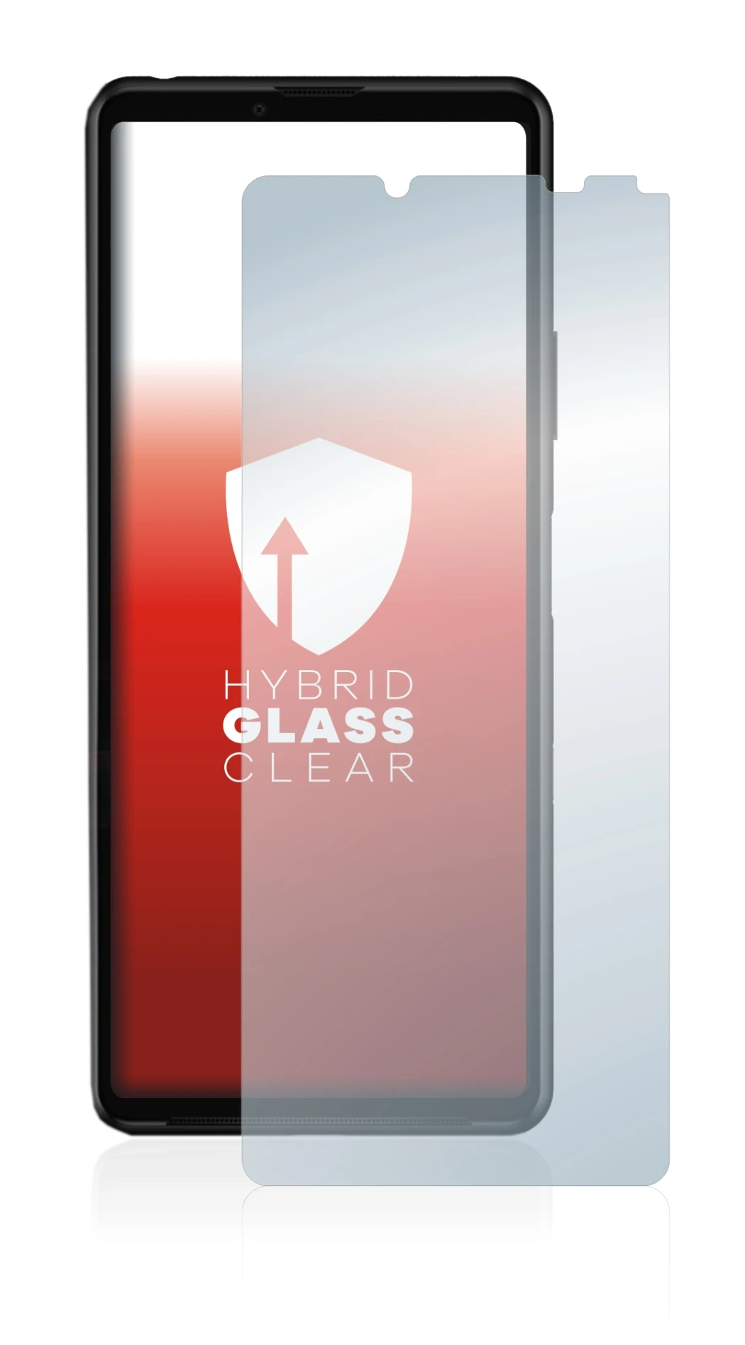 Abbildung des Geräts Sony Xperia 10 III mit einer Vielzahl des Displayschutzes.