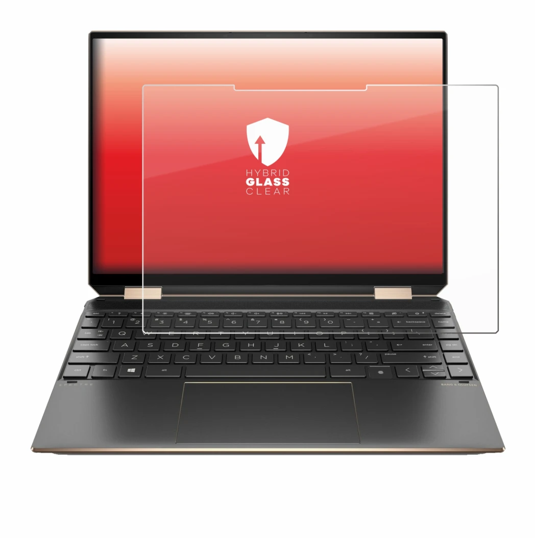 Abbildung des Geräts HP Spectre x360 (14-eX) 2021 mit einer Vielzahl des Displayschutzes.