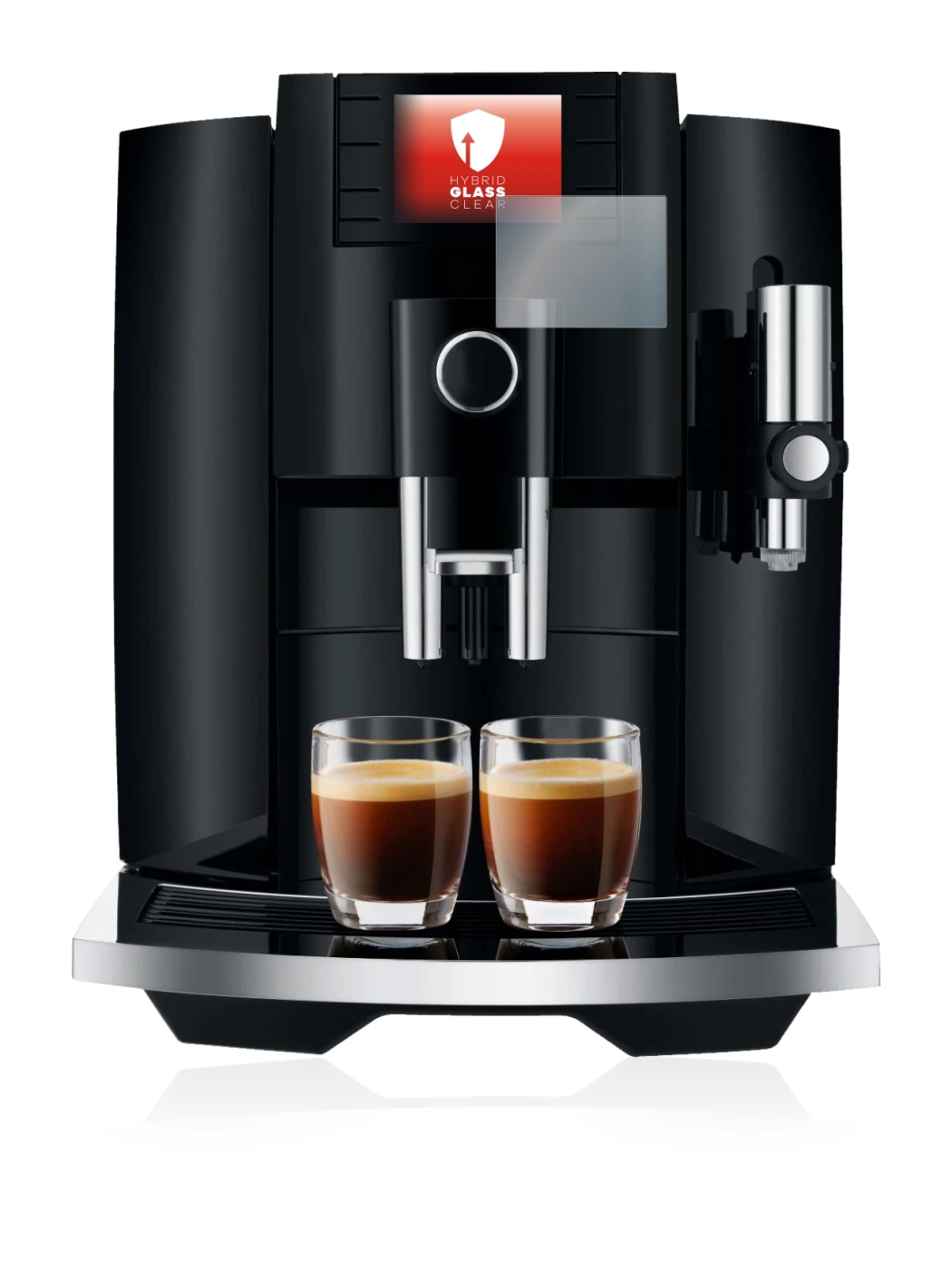 Abbildung des Geräts Jura E8 (EB) mit einer Vielzahl des Displayschutzes.