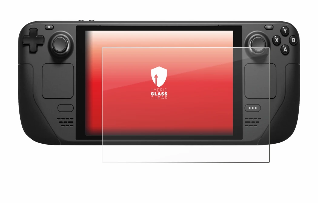 Abbildung des Geräts Valve Steam Deck mit einer Vielzahl des Displayschutzes.