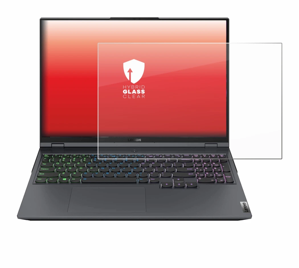 Abbildung des Geräts Lenovo Legion 5 Pro mit einer Vielzahl des Displayschutzes.