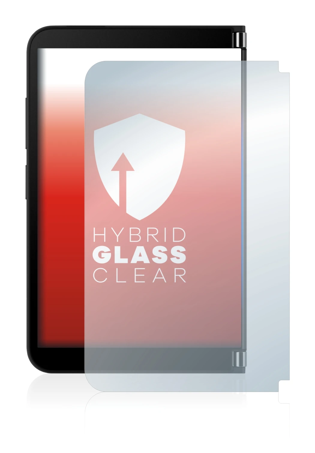 Abbildung des Geräts Microsoft Surface Duo 2 (Äußeres Display) mit einer Vielzahl des Displayschutzes.