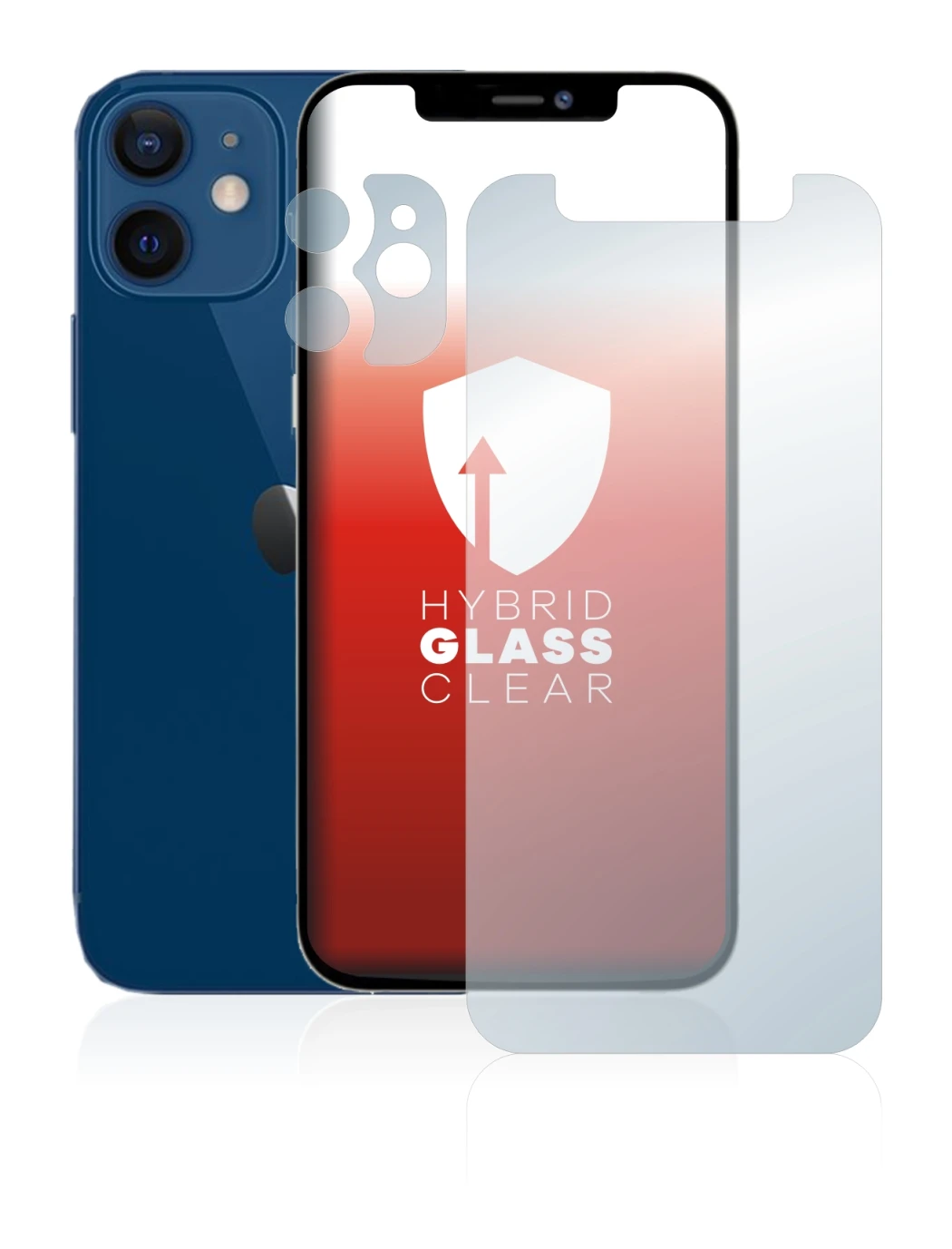 Abbildung des Geräts Apple iPhone 12 mini (Display+Kamera) mit einer Vielzahl des Displayschutzes.