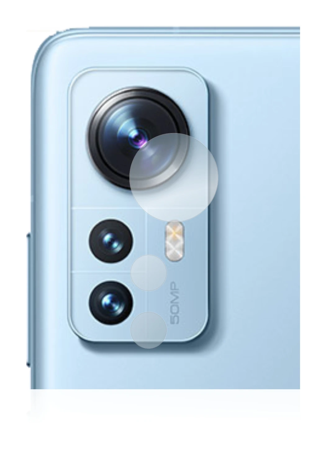 Abbildung des Geräts Xiaomi 12 Pro (NUR Kameraschutz) mit einer Vielzahl des Displayschutzes.