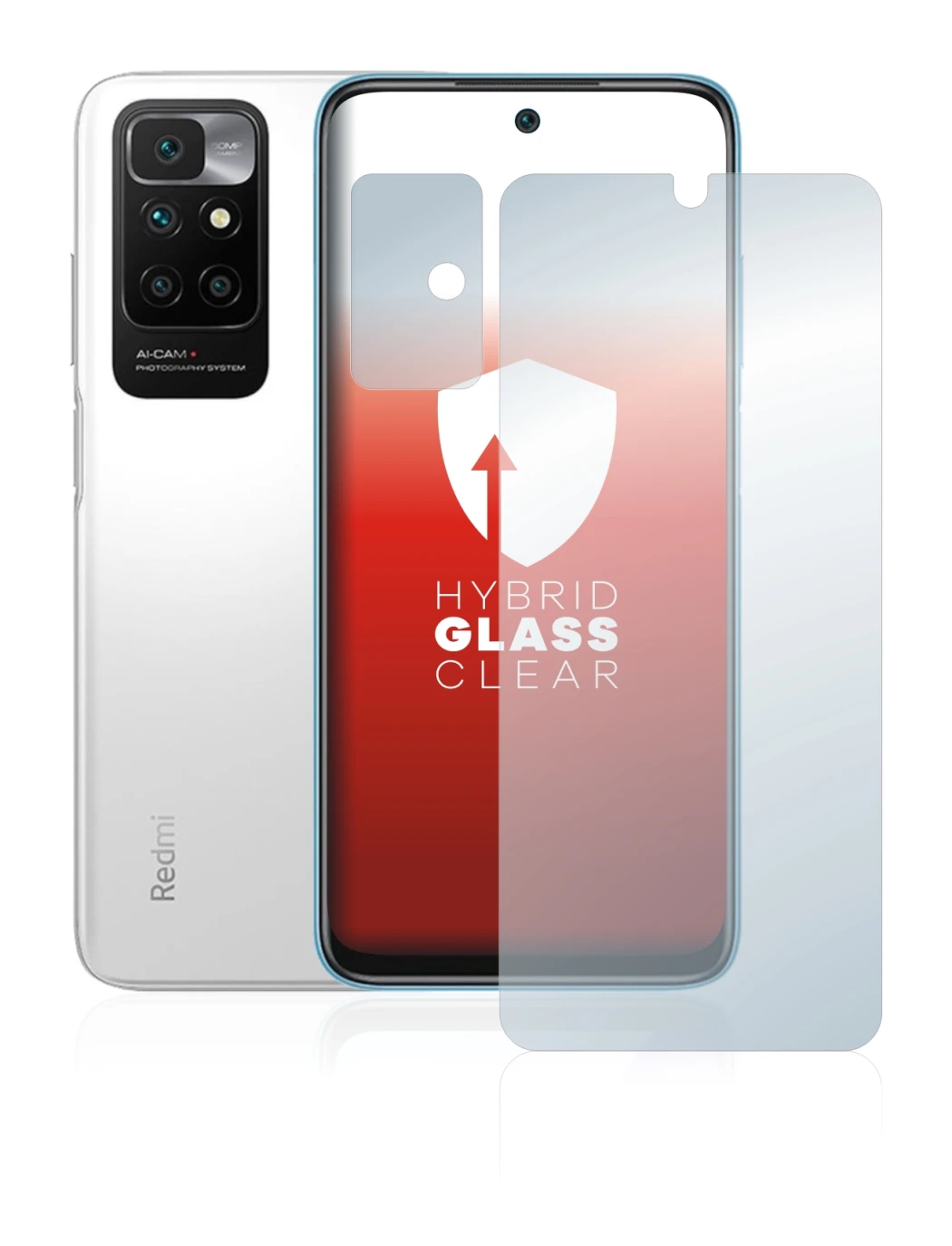 Abbildung des Geräts Xiaomi Redmi 10 (Display+Kamera) mit einer Vielzahl des Displayschutzes.