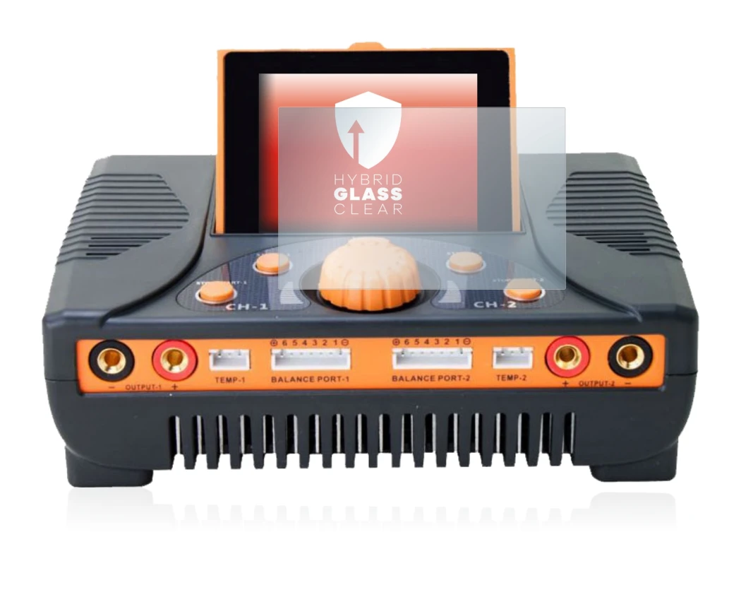 Abbildung des Geräts Junsi iCharger 406 Duo mit einer Vielzahl des Displayschutzes.