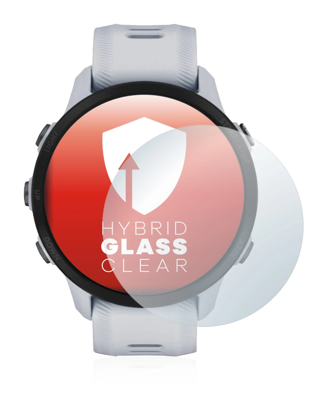 Abbildung des Geräts Garmin Forerunner 955 mit einer Vielzahl des Displayschutzes.