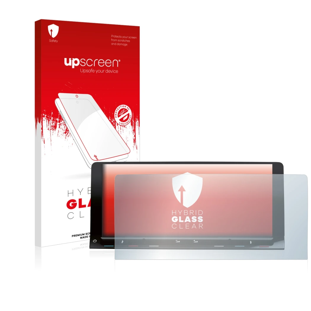 Vorderseite einer Produktverpackung mit dem Markenlogo upscreen. Daneben ist das Gerät Volkswagen T7 Multivan Life Discover Me