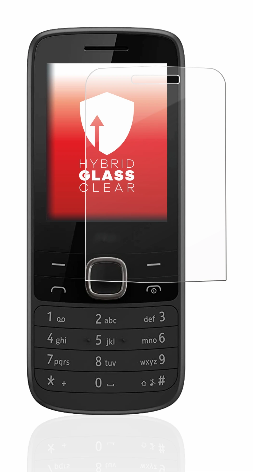 Abbildung des Geräts Nokia 225 4G mit einer Vielzahl des Displayschutzes.