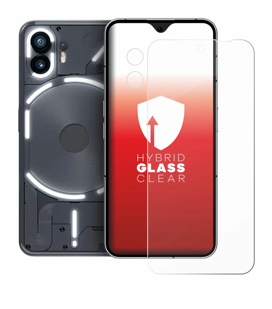 Abbildung des Geräts Nothing Phone (2) (Display+Kamera) mit einer Vielzahl des Displayschutzes.