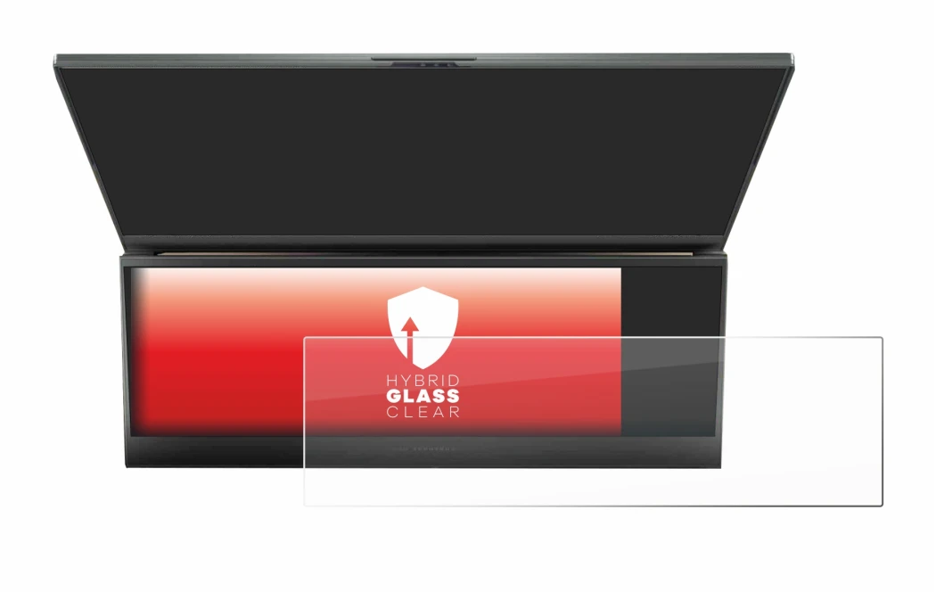 Abbildung des Geräts ASUS ROG Zephyrus Duo 16 2023 (NUR Touch Bar) mit einer Vielzahl des Displayschutzes.