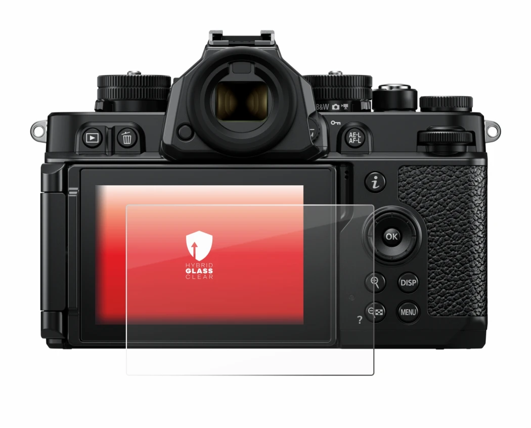 Abbildung des Geräts Nikon Z F mit einer Vielzahl des Displayschutzes.