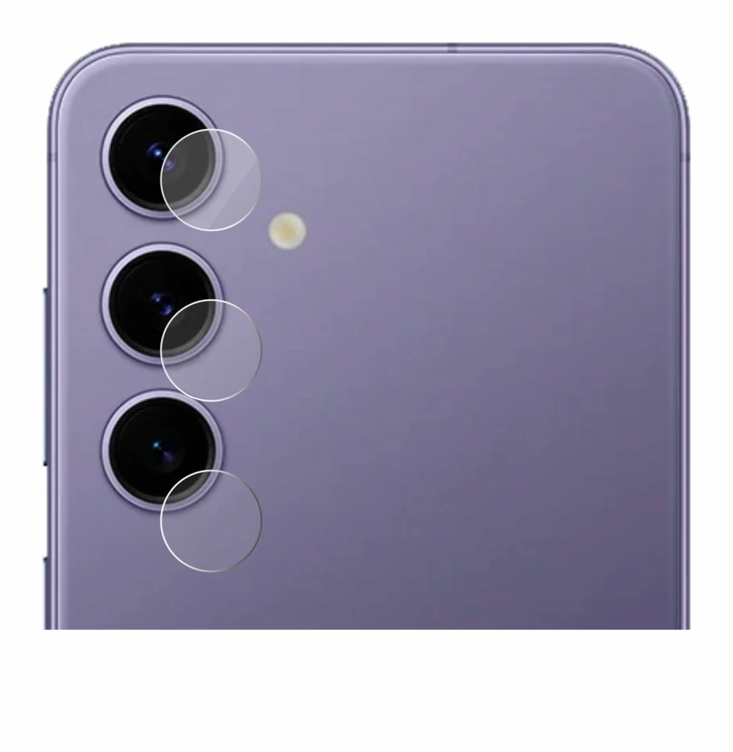 Abbildung des Geräts Samsung Galaxy S24 (NUR Kameraschutz) mit einer Vielzahl des Displayschutzes.