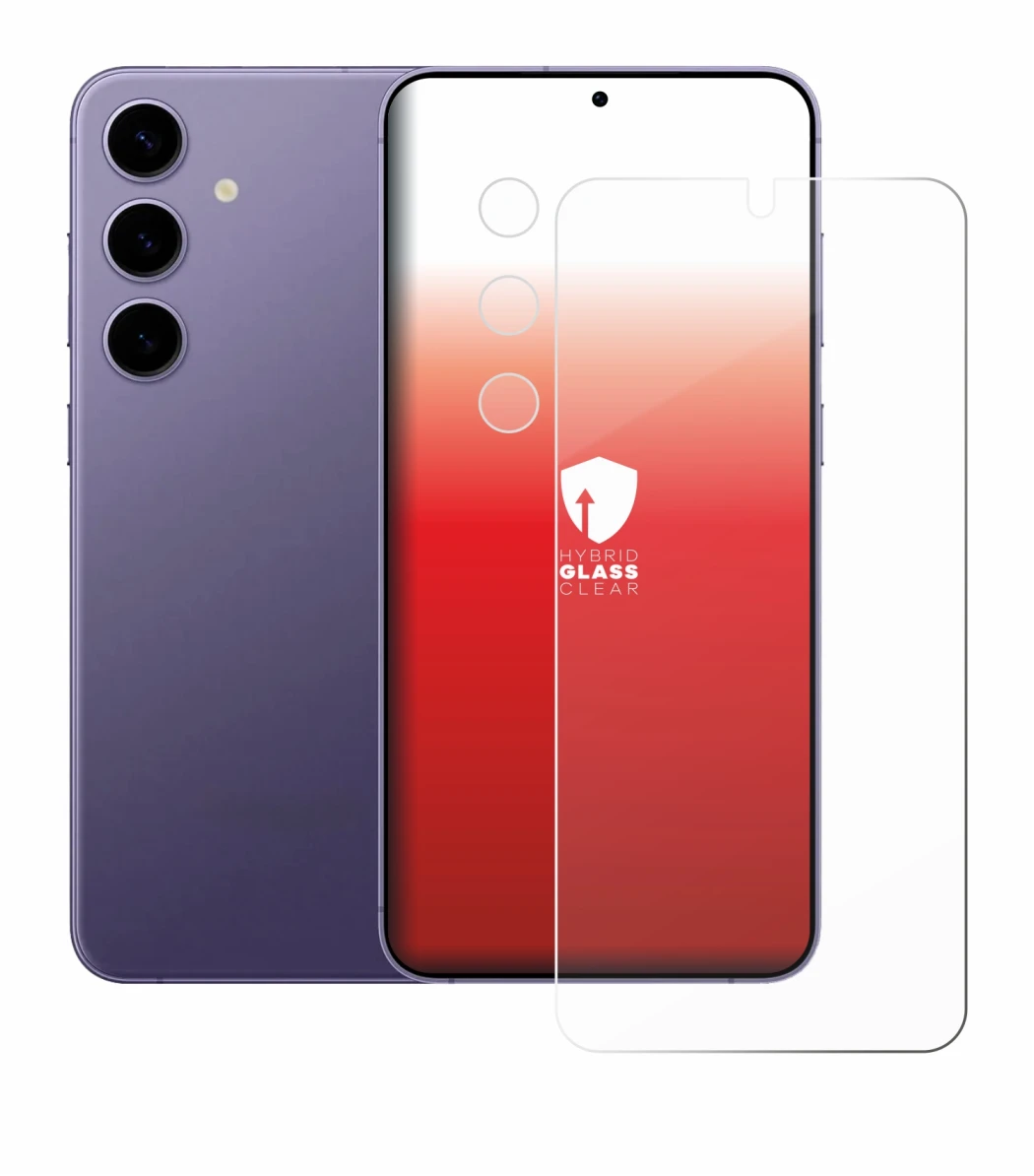 Abbildung des Geräts Samsung Galaxy S24 (Display+Kamera) mit einer Vielzahl des Displayschutzes.