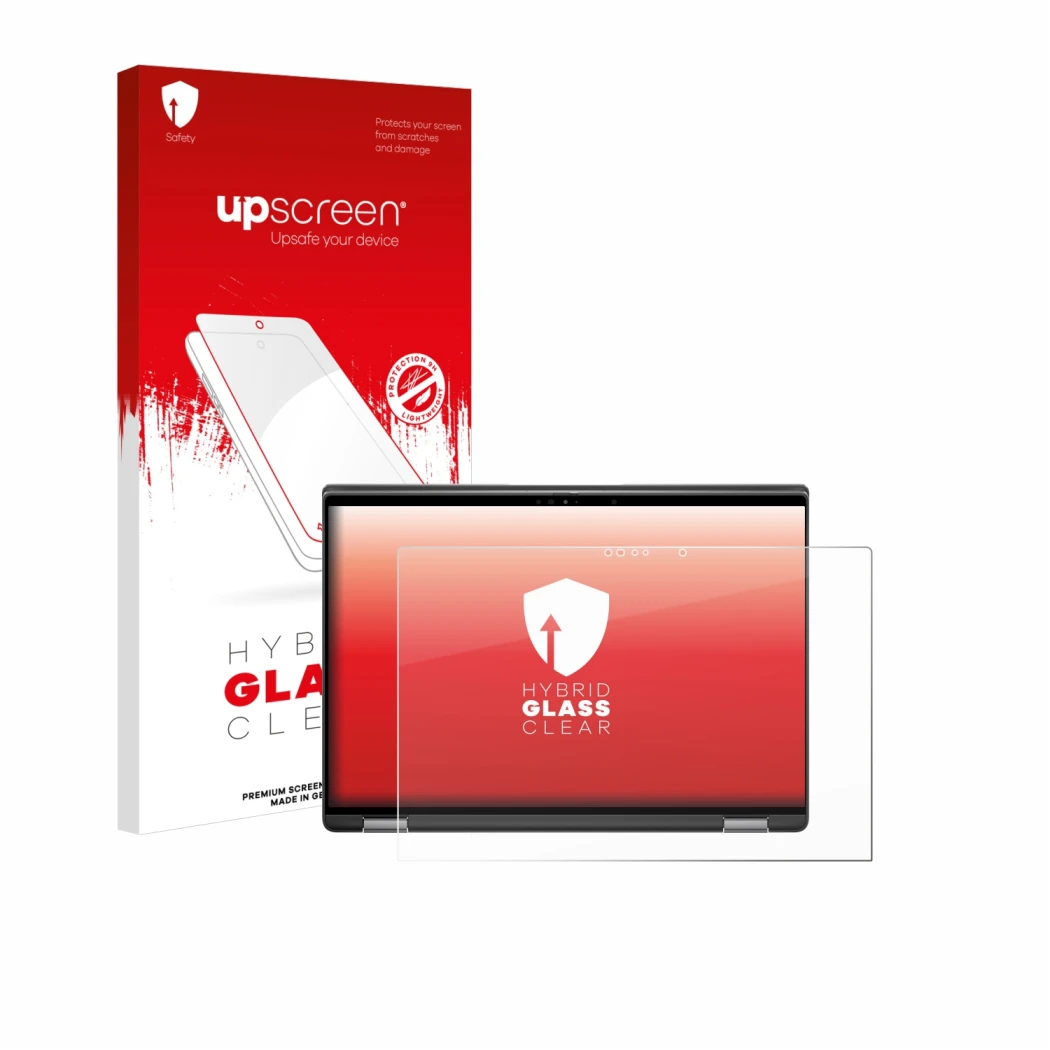 Vorderseite einer Produktverpackung mit dem Markenlogo upscreen. Daneben ist das Gerät Dell Latitude 7440 2-in-1 mit dem zugeh