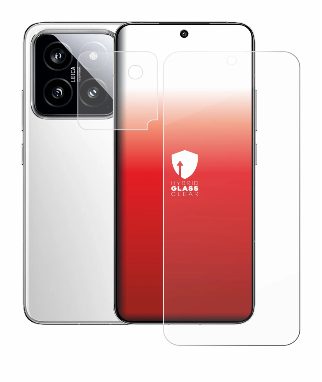 Abbildung des Geräts Xiaomi 14 (Display+Kamera) mit einer Vielzahl des Displayschutzes.