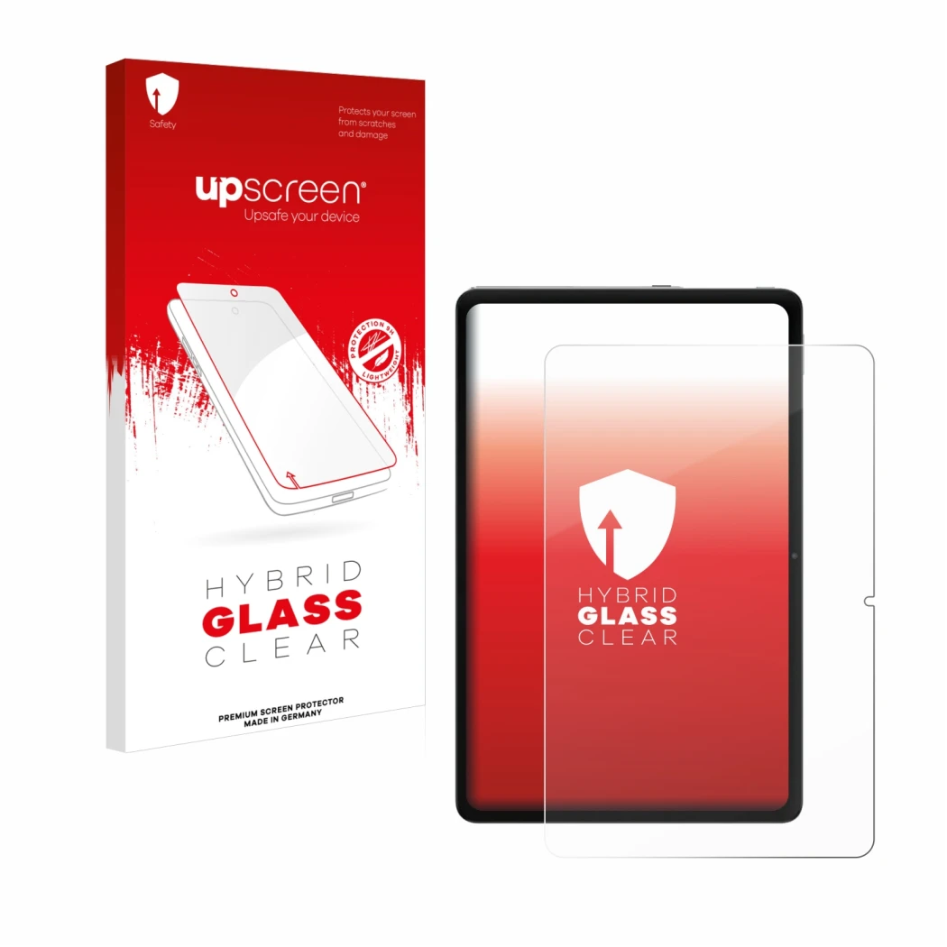 Vorderseite einer Produktverpackung mit dem Markenlogo upscreen. Daneben ist das Gerät Xiaomi Redmi Pad Pro 5G mit dem zugehör