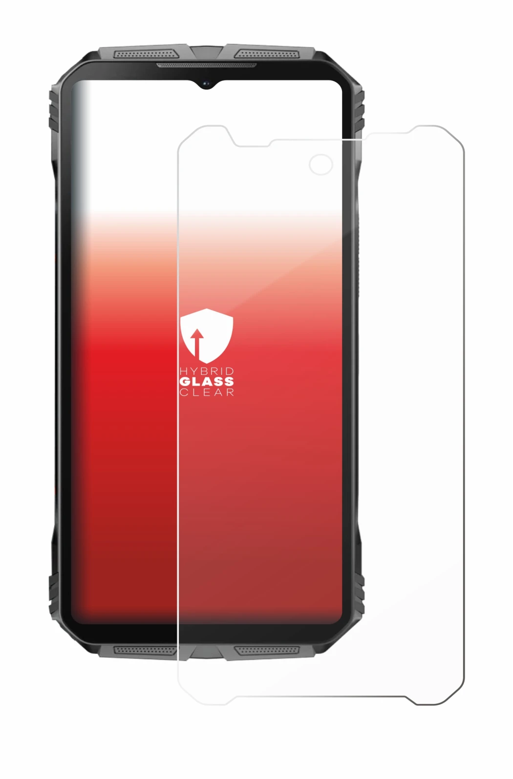 Abbildung des Geräts Doogee V40 Pro mit einer Vielzahl des Displayschutzes.