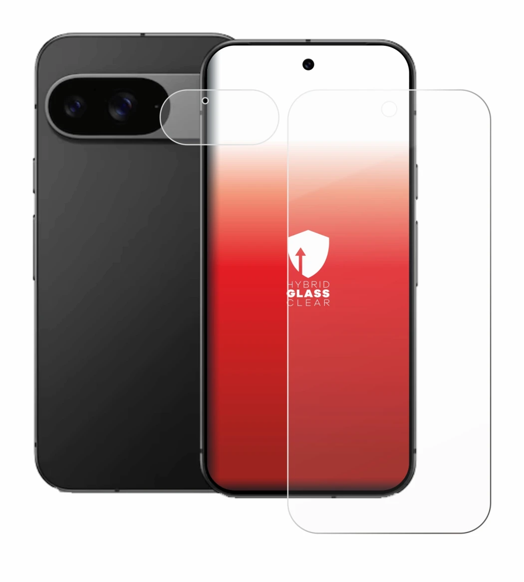 Abbildung des Geräts Google Pixel 9 (Display+Kamera) mit einer Vielzahl des Displayschutzes.