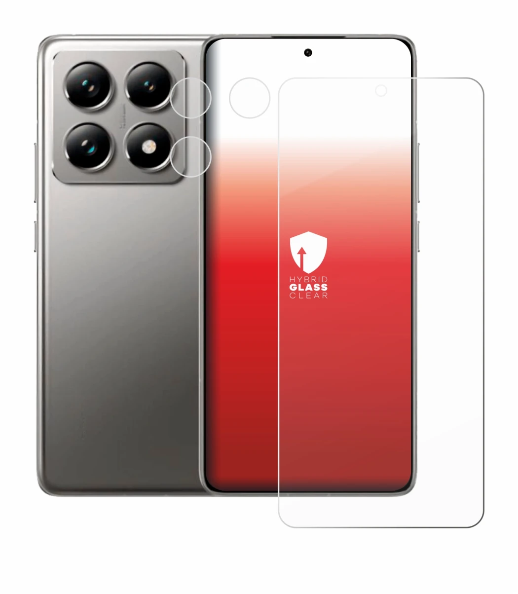 Abbildung des Geräts Xiaomi 14T Pro (Display+Kamera) mit einer Vielzahl des Displayschutzes.