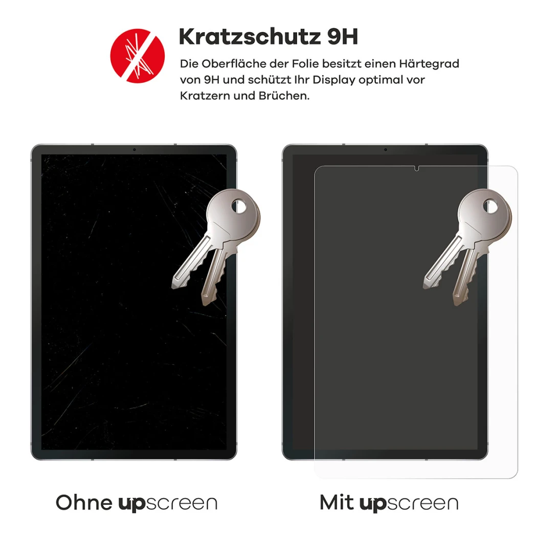 2 Geräte – eines mit upscreen, eines ohne. Zusätzlich sind je 2 Schlüssel abgebildet. Das Gerät ohne upscreen ist stark verkra