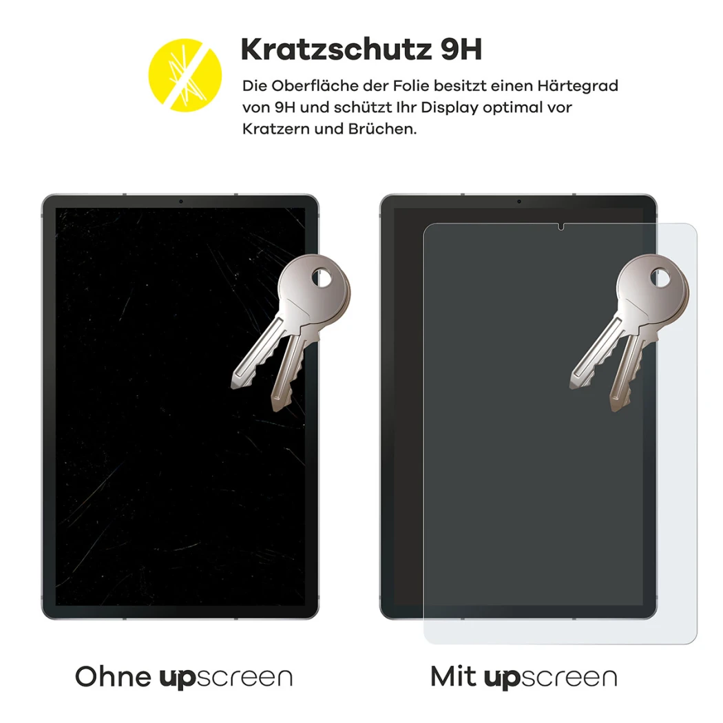2 Geräte – eines mit upscreen, eines ohne. Zusätzlich sind je 2 Schlüssel abgebildet. Das Gerät ohne upscreen ist stark verkra
