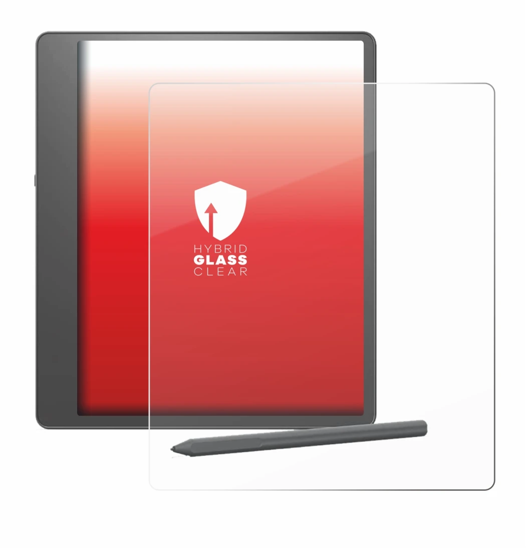 Abbildung des Geräts Amazon Kindle Scribe 2024 mit einer Vielzahl des Displayschutzes.