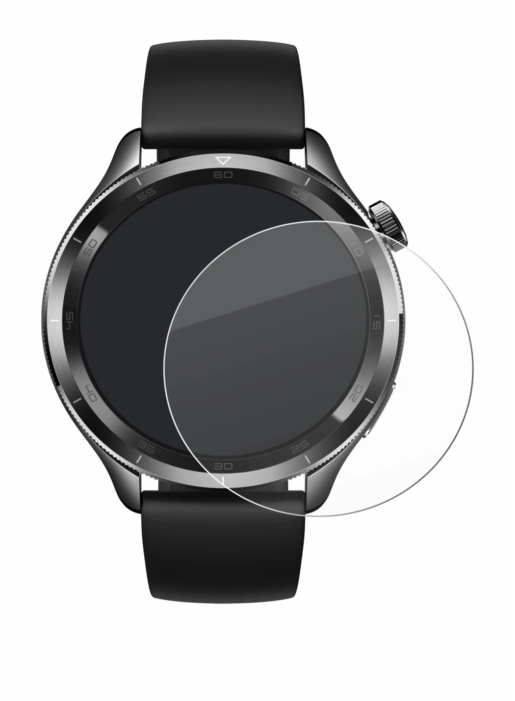 Abbildung des Geräts Xiaomi Watch S4 (47 mm) mit einer Vielzahl des Displayschutzes.
