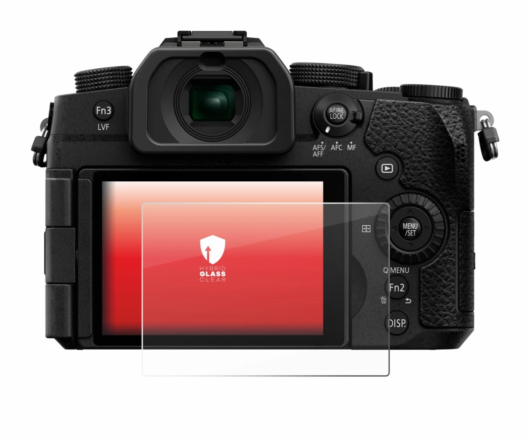 Abbildung des Geräts Panasonic Lumix DC-G97 mit einer Vielzahl des Displayschutzes.